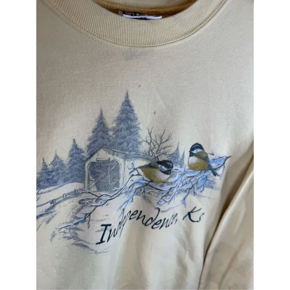 Size M - Vintage 1990s Independence Kansas Bird Nature Snowy sweatshirt Crewneck - Picture 4 of 8
